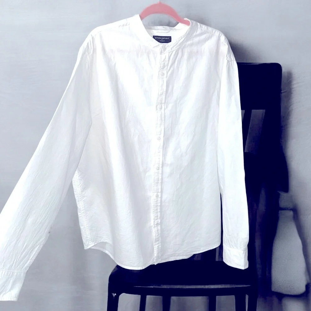 Mens Banana Republic Linen Blend Slim Fit Button Down Shirt Size XXL‎